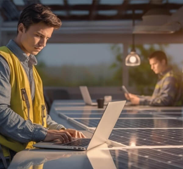 Technician installing panels